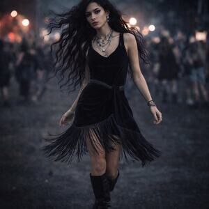 Zara Black Velvet Fringe Mini Skirt Goth Festival Witchcore Draped S